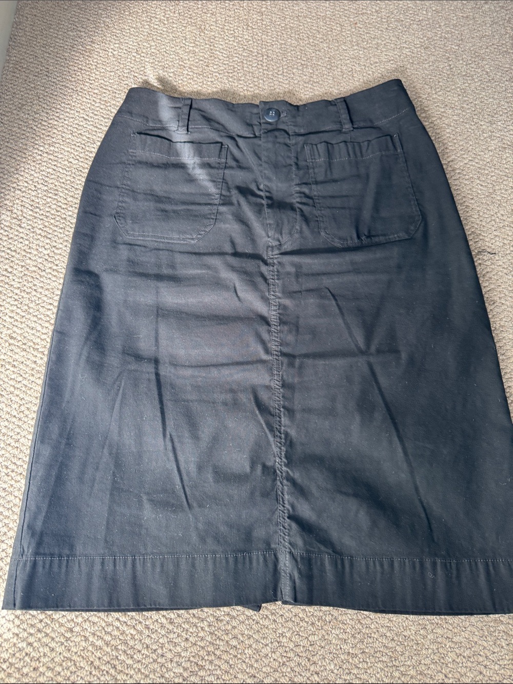 Anthropologie Black Midi Skirt with Front Seam